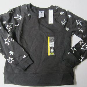 Athletic Works M 7 8 Girls shimmer silver stars black sweatshirt NWT